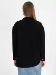 Черный рубашка женская, утеплённая из твида
