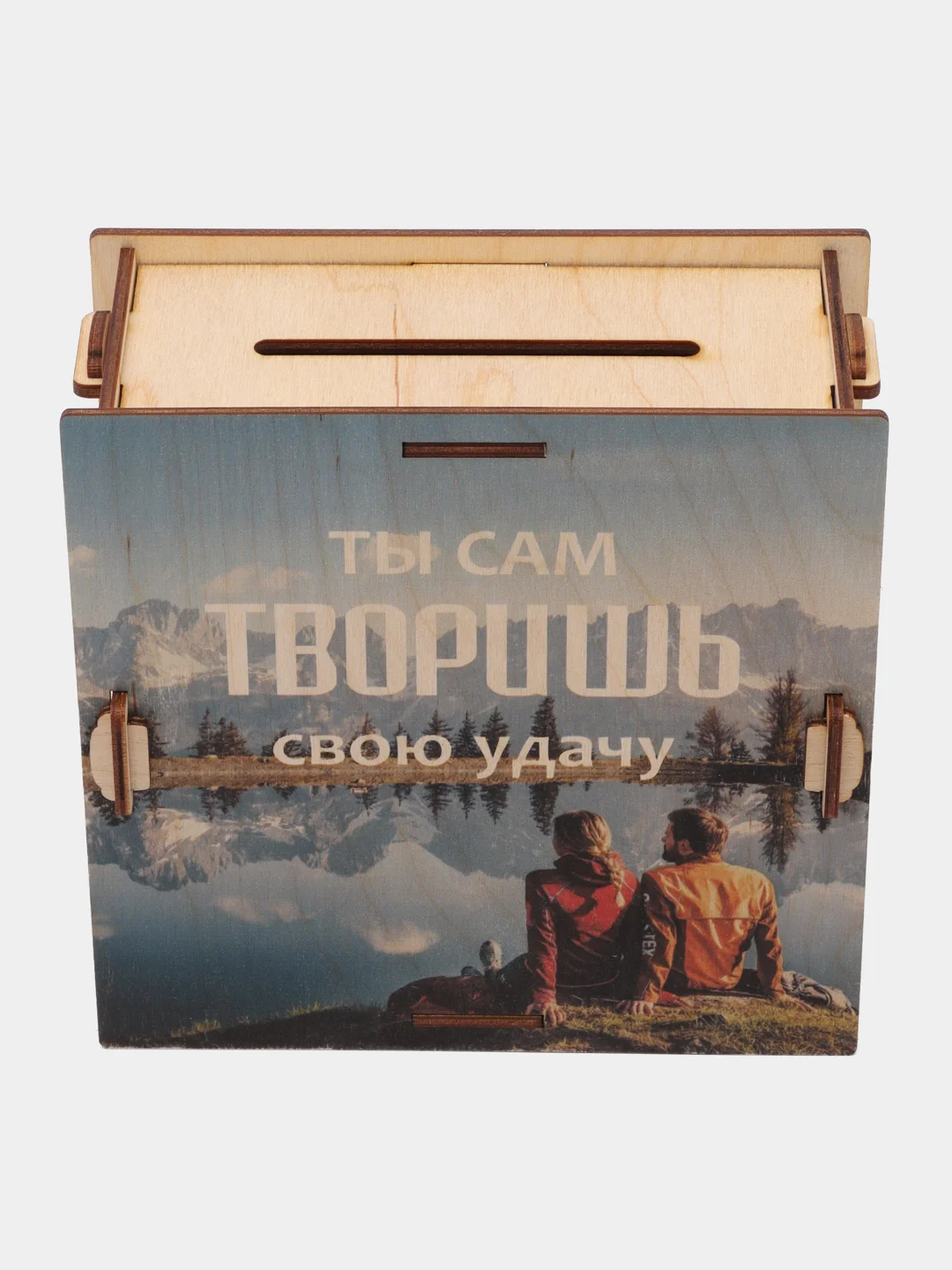 Голубой копилка деревянная 365