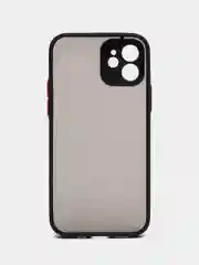 Черный чехол для Apple iPhone 12, чехол матовый на Айфон 12 с цветными кнопками