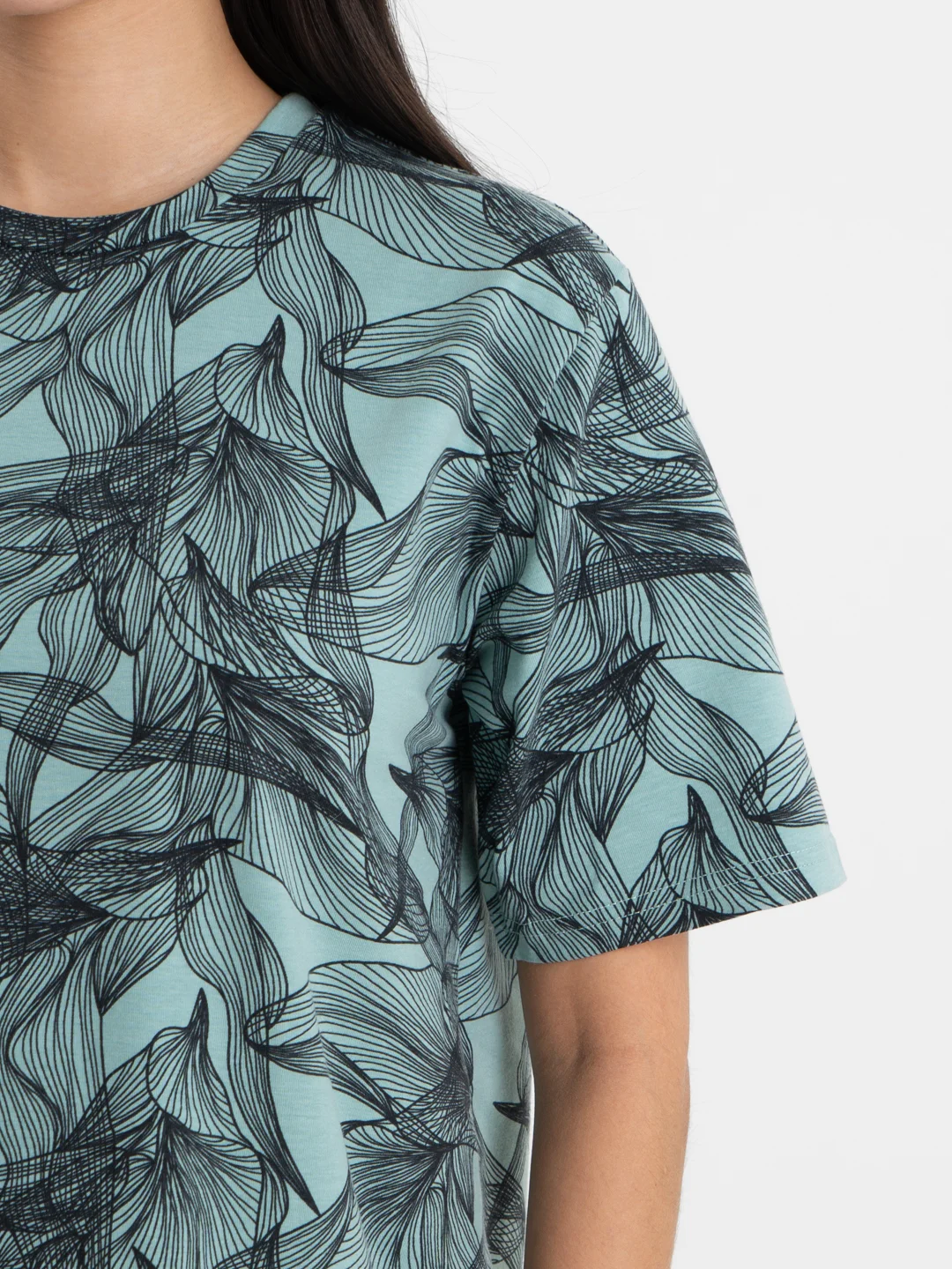 Бирюзовый платье-футболка Oversize, короткая туника, большие размеры 42-60