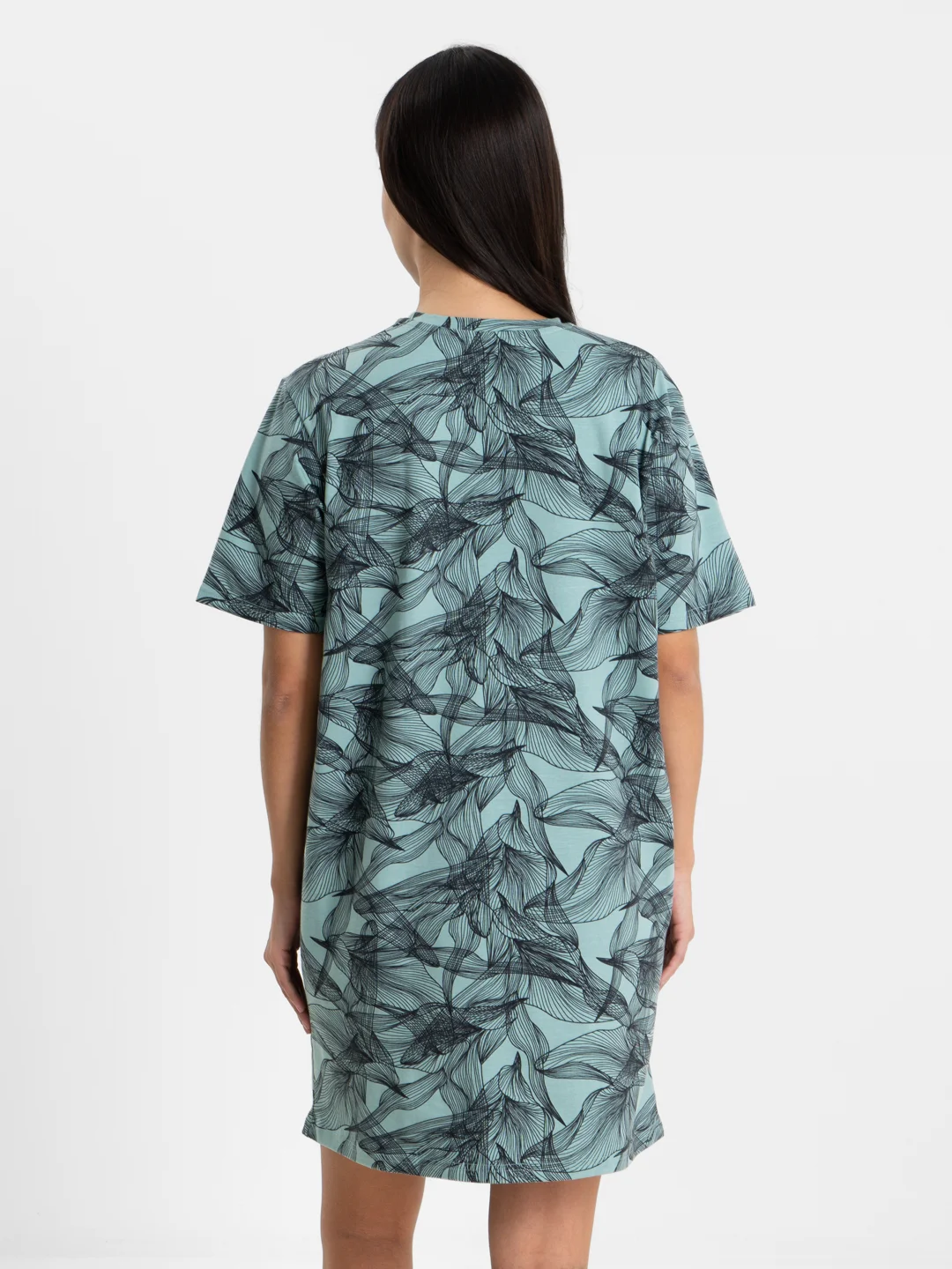 Бирюзовый платье-футболка Oversize, короткая туника, большие размеры 42-60