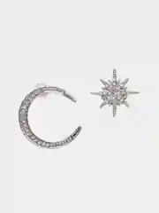 Серый круглые серьги-колечки со стразами, гвоздики