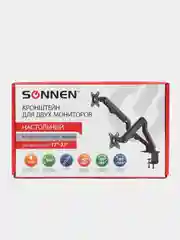 Кронштейн для двух мониторов настольный, 17"-27", до 14 кг, Sonnen, 455945