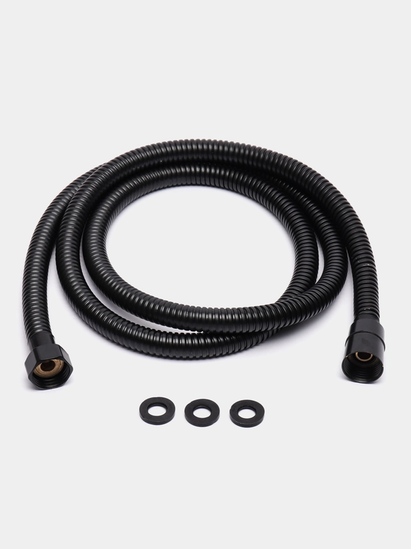 Шланг для душа, 150 см, 1/2"(Имп)-1/2"(Имп), сталь, латунь, EPDM, антитвист, черный