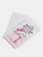 Коралловый меланж 30 шт. Бирки "Ручная работа", "Hand made", "Сделано с любовью", "Спасибо за заказ"