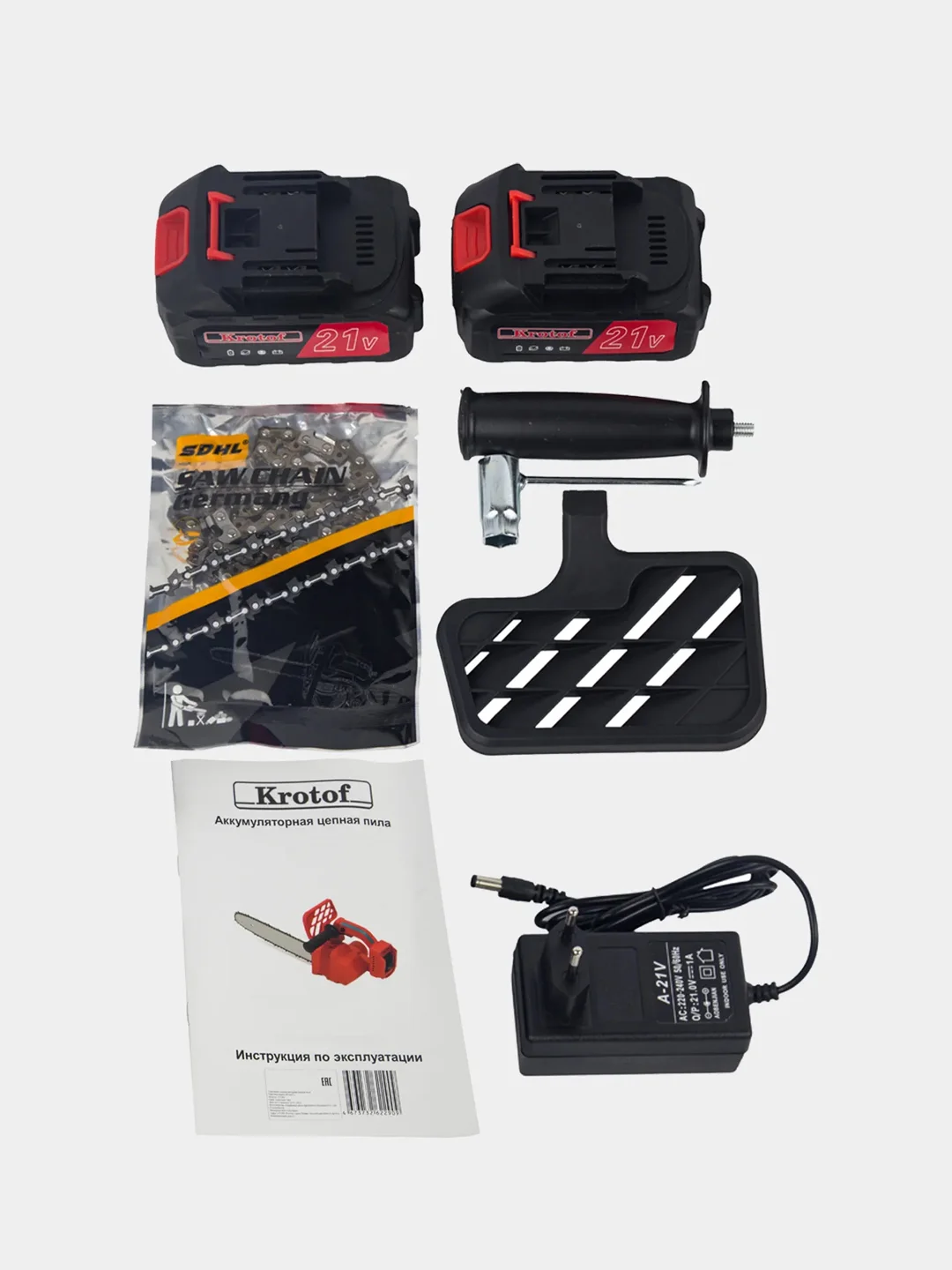 Пила аккумуляторная цепная CCS03 Krotof, 1000 Вт, шина 12", АКБ Li-ion 2000 mAH