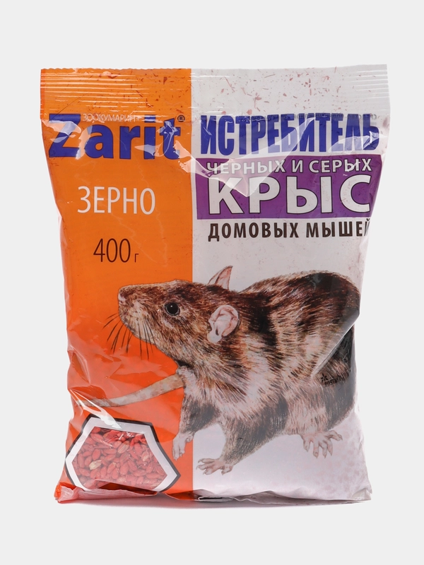 Готовая приманка для уничтожения крыс и мышей ЗООКУМАРИН+ зерно 400гр