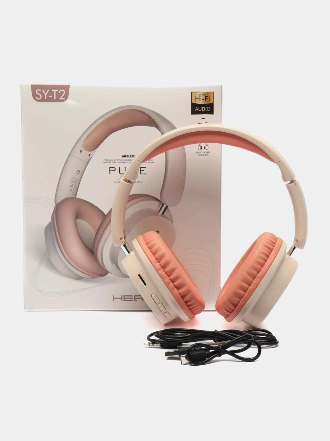 Пудровый беспроводные наушники SY-T2 Bluetooth 5,3 с микрофоном