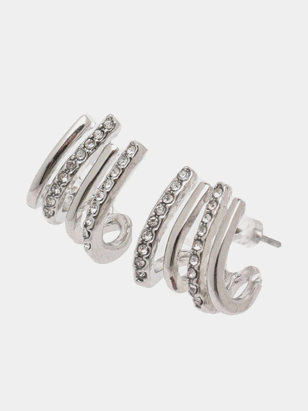 Серебряный серьги каффы с проколом, 2 цвета