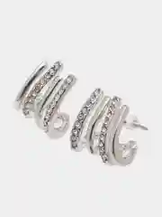 Серебряный серьги каффы с проколом, 2 цвета