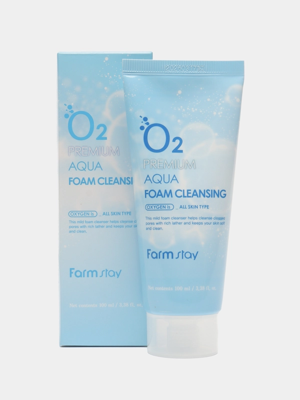 Пенка FARMSTAY O2 Premium Aqua Foam Cleansing, очищающая, с кислородом