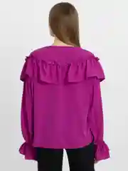 Фуксия рубашка, блузка женская, с рюшами