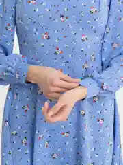 Бирюзовый платье женское, короткое, вечернее, повседневное, с цветочками