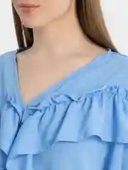 Серый рубашка, блузка женская, с рюшами