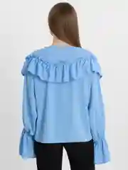 Серый рубашка, блузка женская, с рюшами