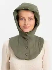 Зеленый женская стеганая демисезонная куртка, 2 в 1 с отдельным капюшоном