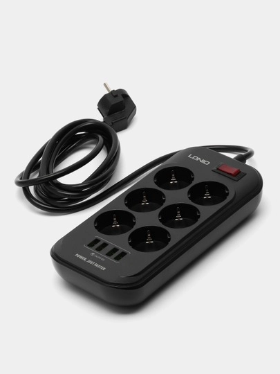 Сетевой фильтр Ldnio SE6403, 6 розеток, 4 USB, удлинитель