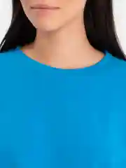 Голубой костюм женский, хлопковый: футболка и шорты
