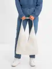 Белый сумка кожаная мешок, большая, шоппер