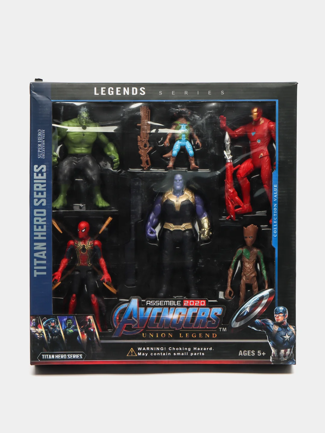 Голубой интерактивная игрушка-сувенир Avengers (Мстители) Union Legend:Халк, Грут и Енот, танос