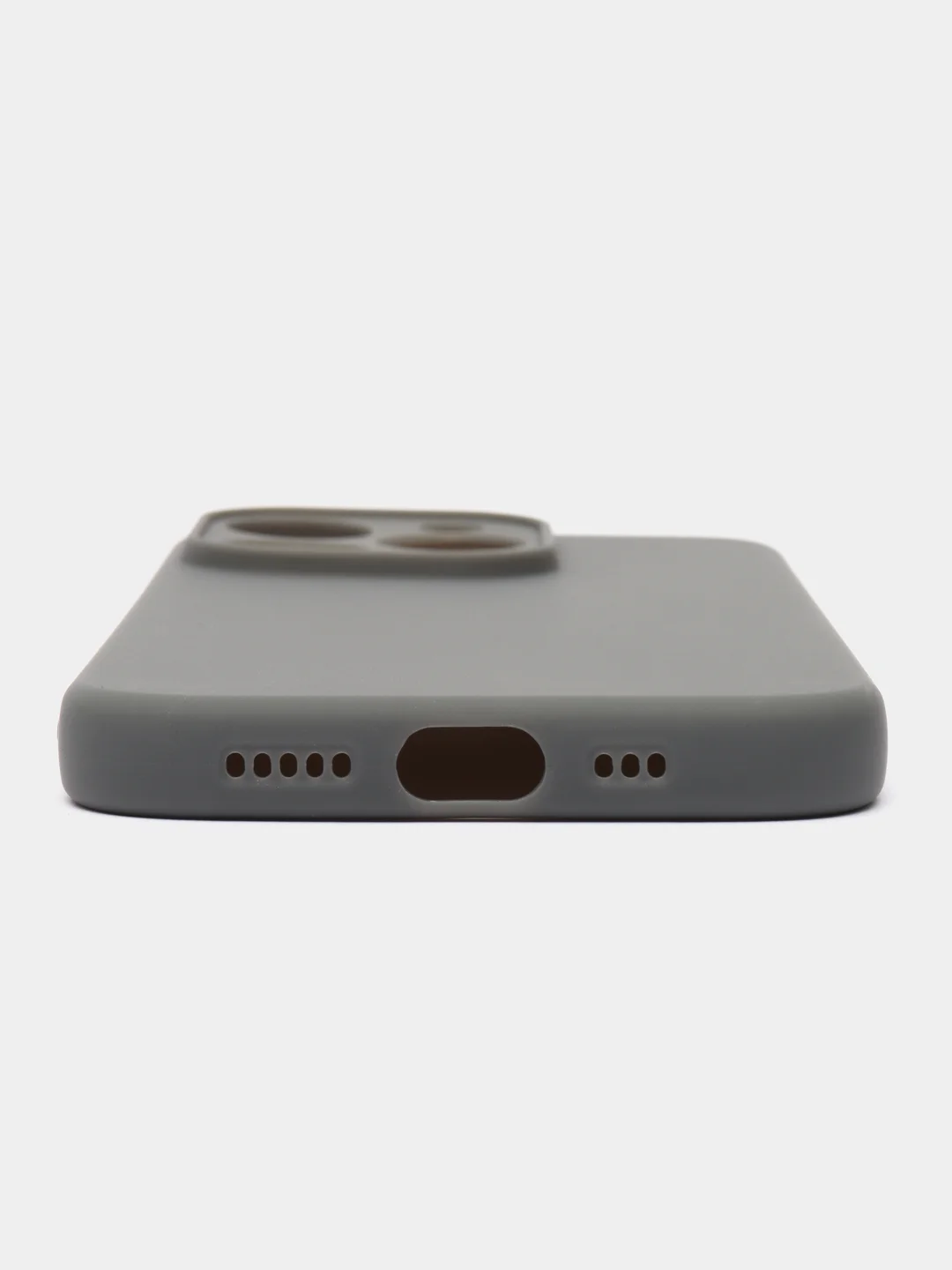 Угольный чехол для iPhone 15 Pro силиконовый BROSCORP матовый/ прозрачный/ с карманом, защита камер