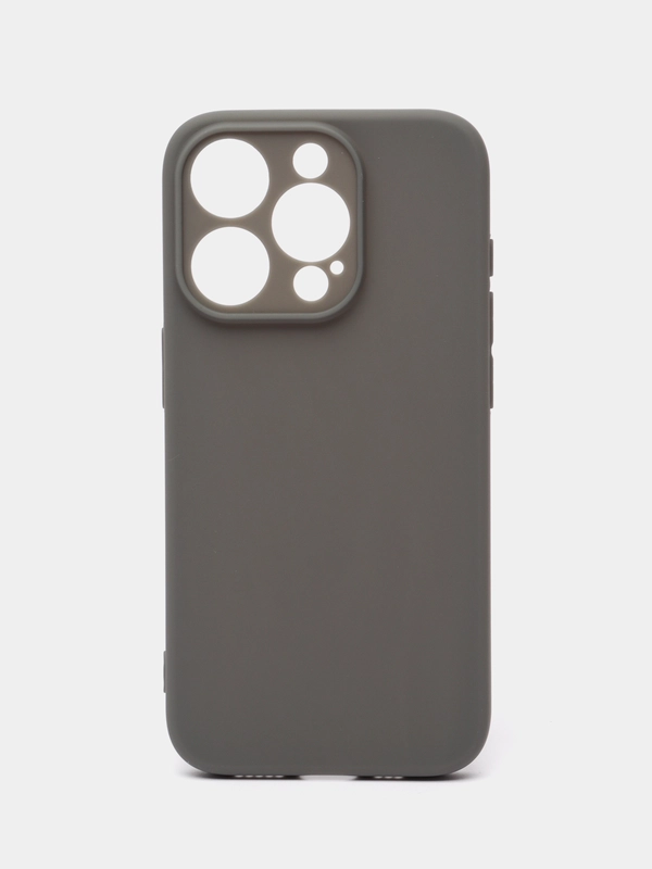 Чехол для iPhone 15 Pro силиконовый BROSCORP матовый/ прозрачный/ с карманом, защита камер