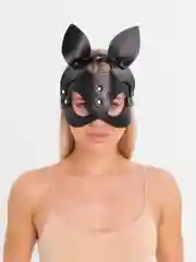Черный сексуальная маска кошки из экокожи для ролевых игр, БДСМ