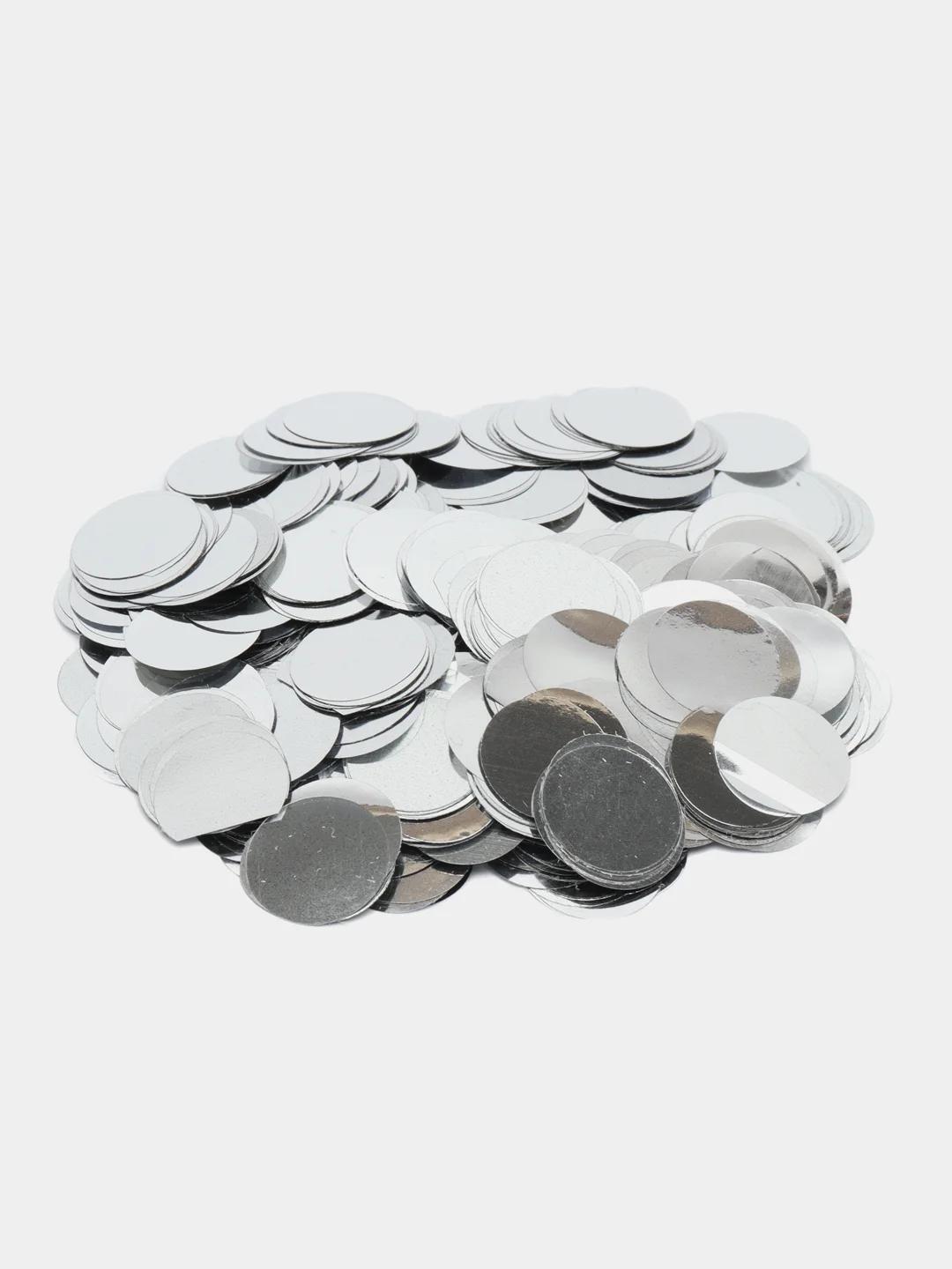 Серебряный конфетти фольгированный 1.5 см, 10 гр, для подарка, упаковки, для водушных шаров
