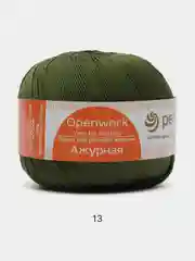 Зелёный хаки пряжа Пехорка Ажурная 100% мерсеризованный хлопок 50г 280м