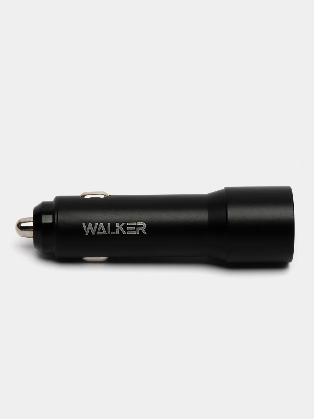 Серебряный удлиненное автомобильное зарядное устройство АЗУ 2.4А, 2 USB (металл)