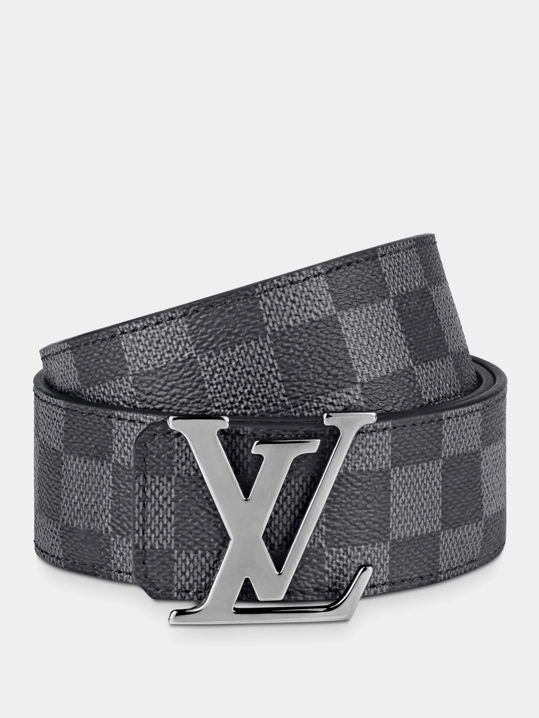 Тёмно-серый двухсторонний ремень LV Initiales