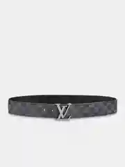 Тёмно-серый двухсторонний ремень LV Initiales