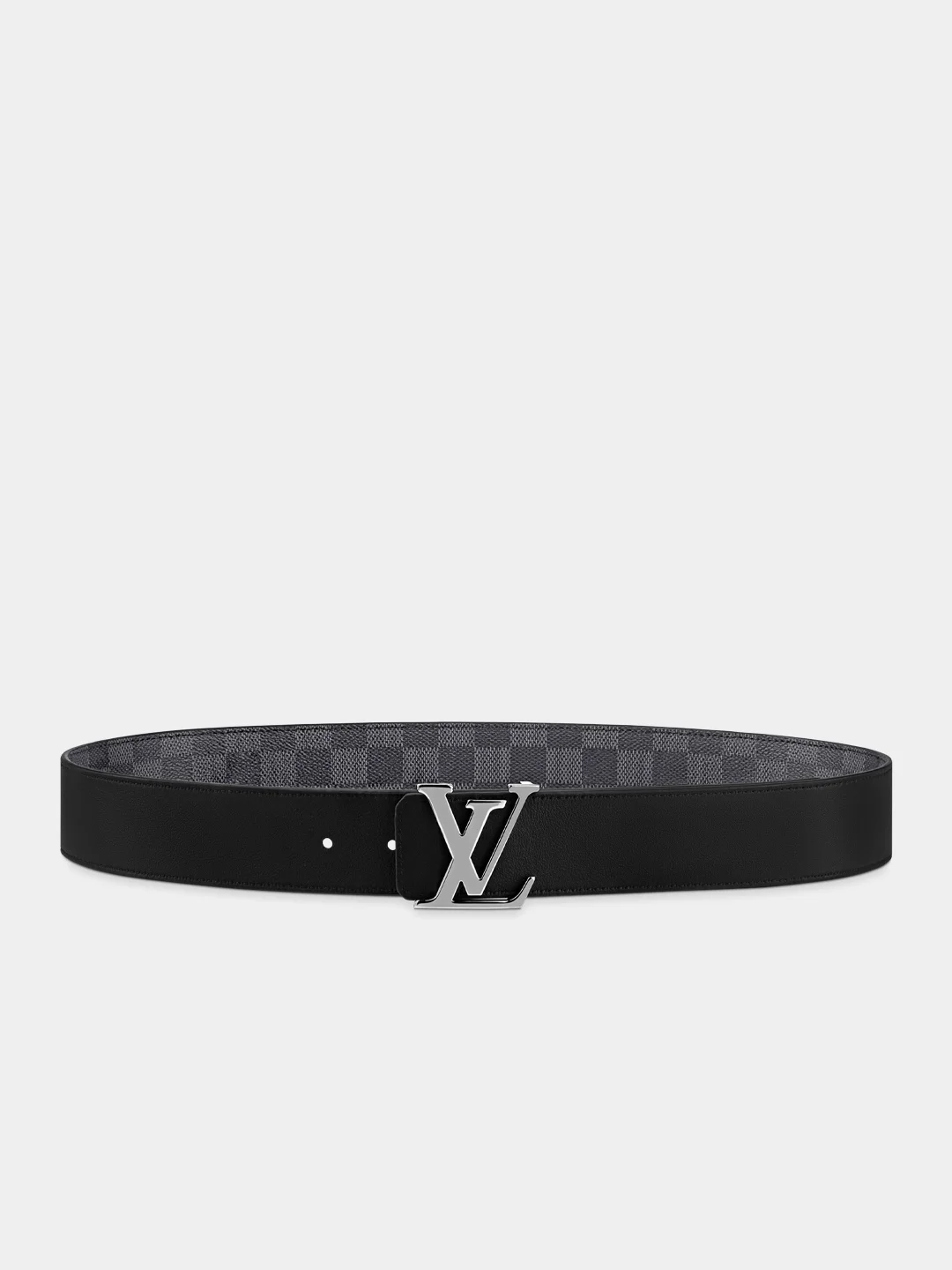 Тёмно-серый двухсторонний ремень LV Initiales