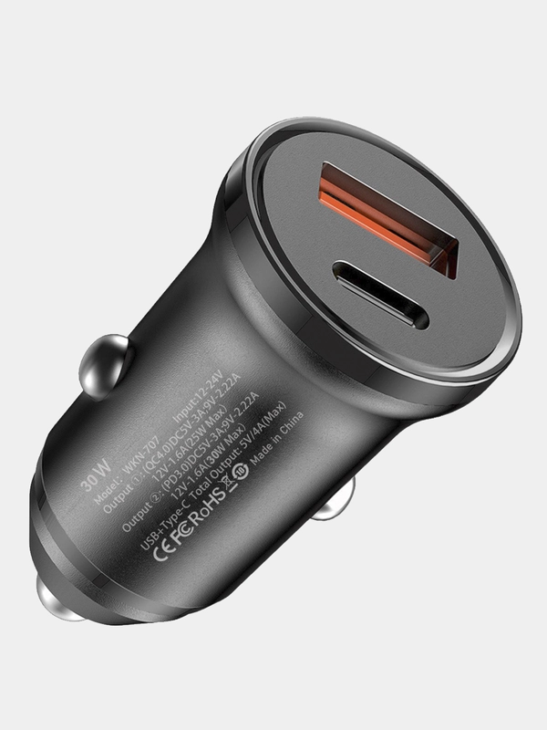 Автомобильное зарядное устройство в прикуриватель, Type-c, USB 3А 30W, / зарядник телефона