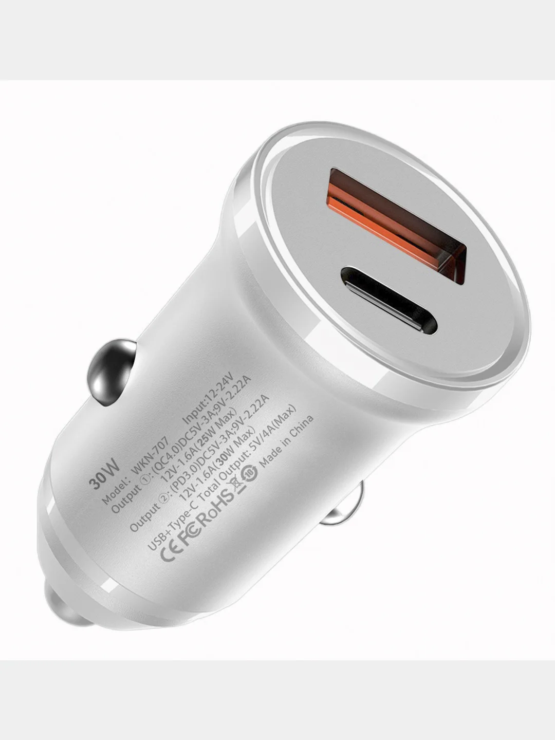 Автомобильное зарядное устройство в прикуриватель, Type-c, USB 3А 30W, / зарядник телефона
