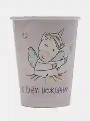 Прозрачный одноразовая посуда для праздника "С Днем рождения", Единорожка, Единорог, тарелки