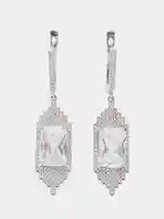 Серьги серебристые с цирконием 5 см