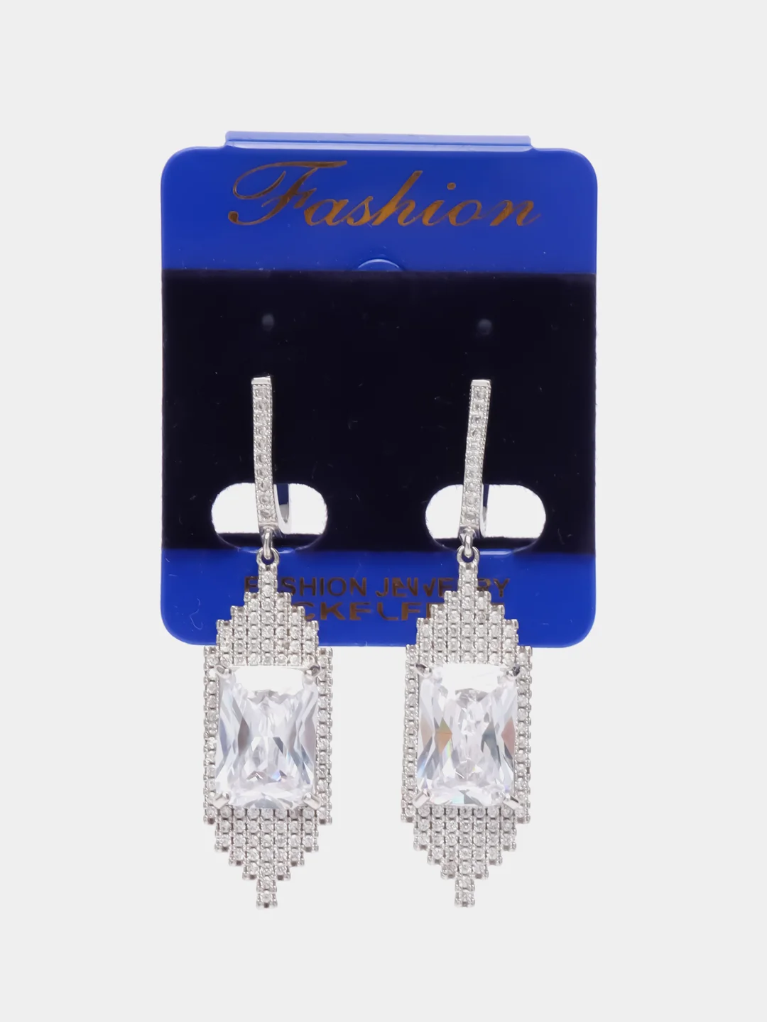 Серьги серебристые с цирконием 5 см