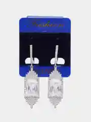 Серьги серебристые с цирконием 5 см