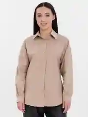 Песочный хаки рубашка женская базовая, оверсайз,повседневная, офисная