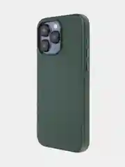 Тёмно-зелёный чехол MagSafe для iPhone 15, Pro, Max, Plus кожаный ROSCO экокожа защита камер микрофибра