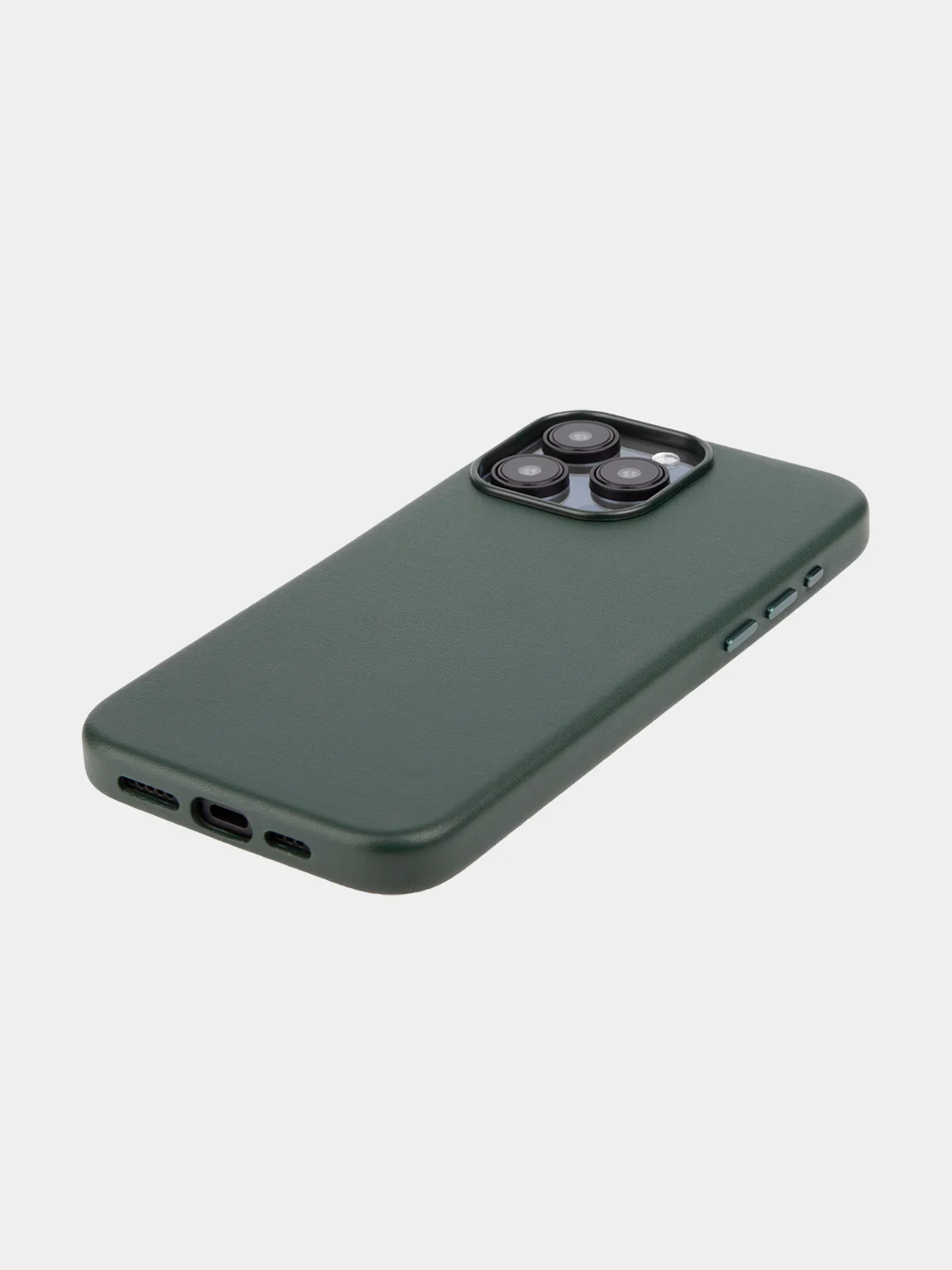 Тёмно-зелёный чехол MagSafe для iPhone 15, Pro, Max, Plus кожаный ROSCO экокожа защита камер микрофибра