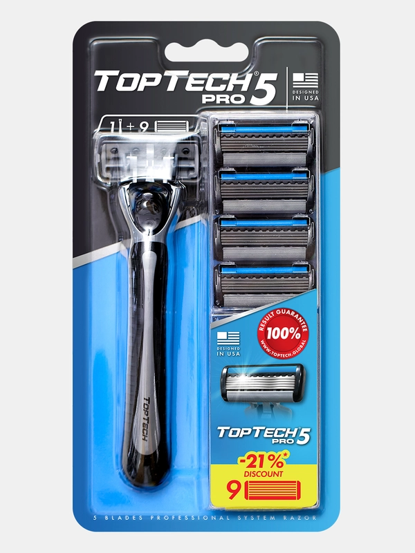 Мужской бритвенный набор TopTech Pro5 + сменные кассеты, 5 лезвий