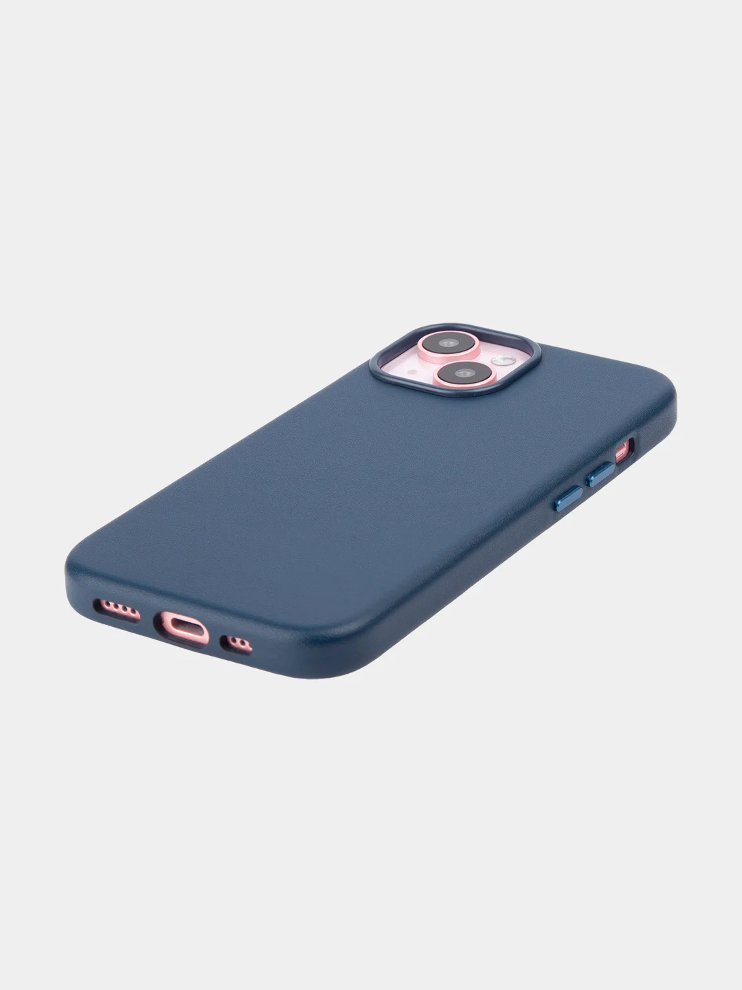 Синий чехол MagSafe для iPhone 15, Pro, Max, Plus кожаный ROSCO экокожа защита камер микрофибра