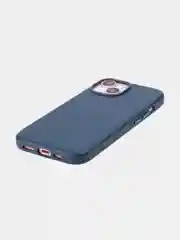 Синий чехол MagSafe для iPhone 15, Pro, Max, Plus кожаный ROSCO экокожа защита камер микрофибра
