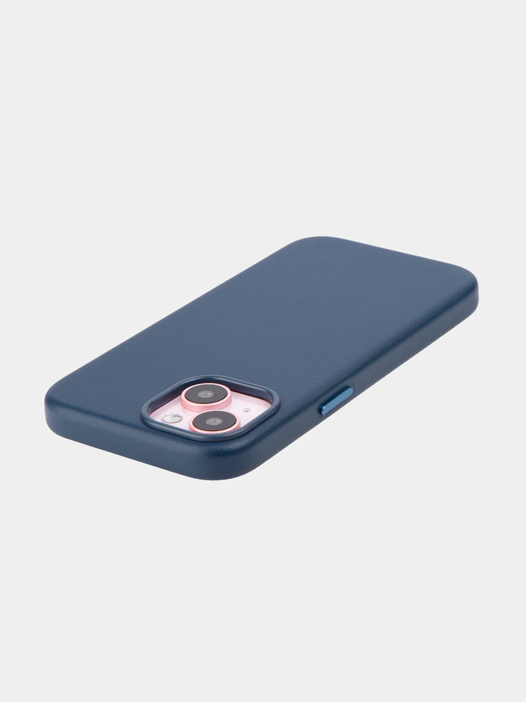 Синий чехол MagSafe для iPhone 15, Pro, Max, Plus кожаный ROSCO экокожа защита камер микрофибра