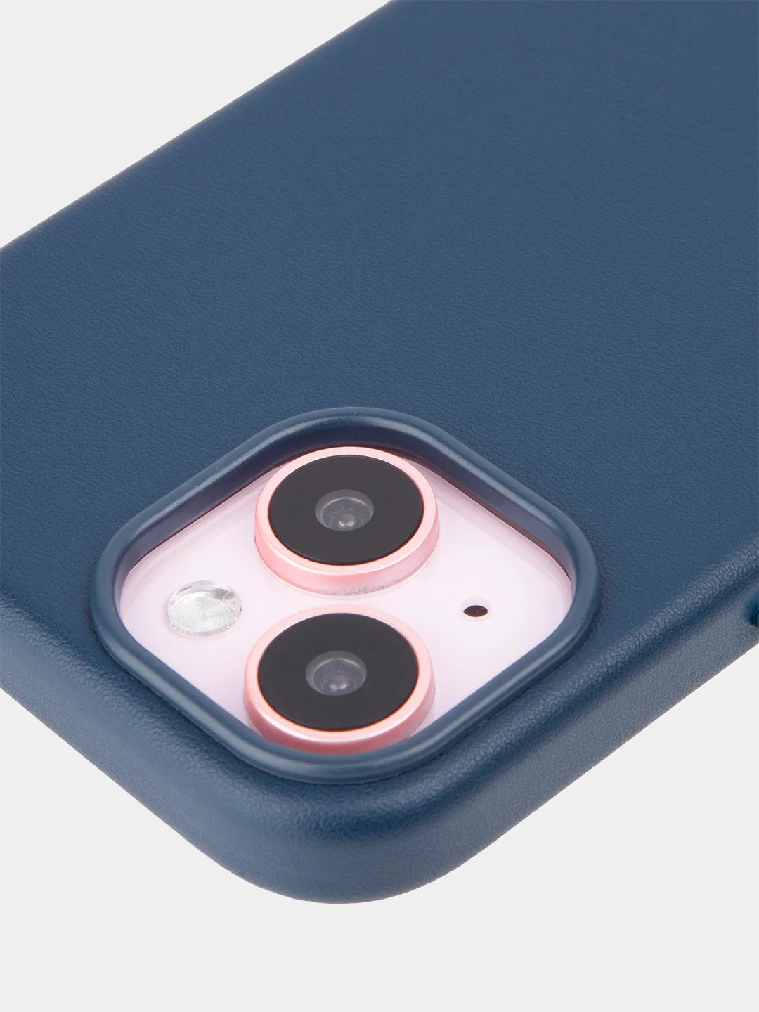 Синий чехол MagSafe для iPhone 15, Pro, Max, Plus кожаный ROSCO экокожа защита камер микрофибра