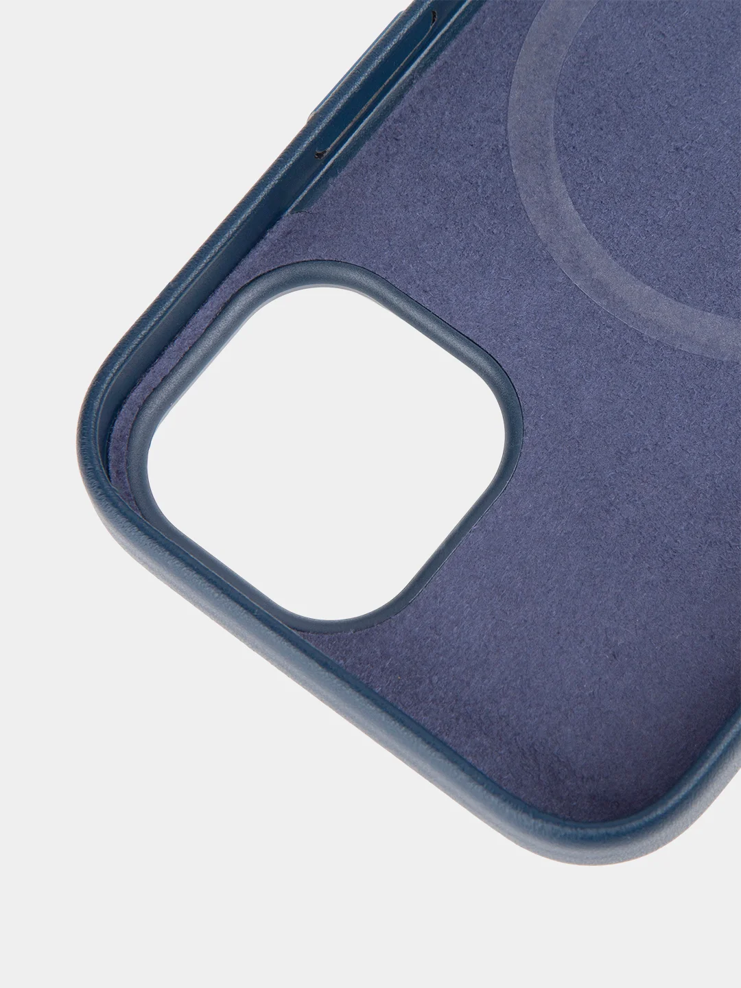 Синий чехол MagSafe для iPhone 15, Pro, Max, Plus кожаный ROSCO экокожа защита камер микрофибра