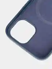 Синий чехол MagSafe для iPhone 15, Pro, Max, Plus кожаный ROSCO экокожа защита камер микрофибра