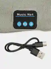 Серебряный шапка с наушниками зимняя из акрила, мужская, женская, Bluetooth 5.0